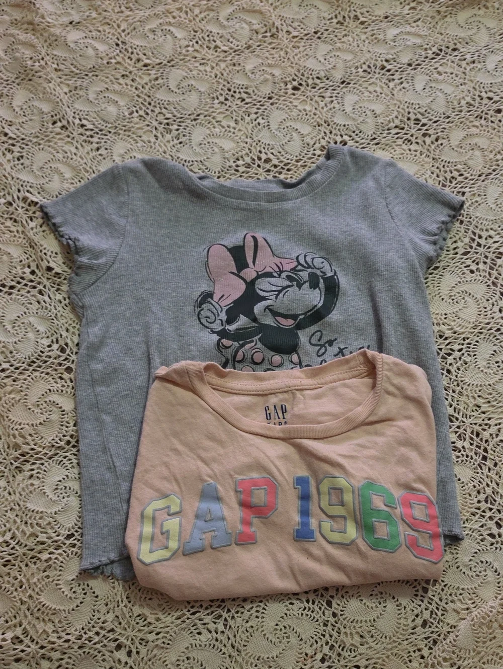 GAP Peach Logo Tee with Gray Minnie Graphic Tee